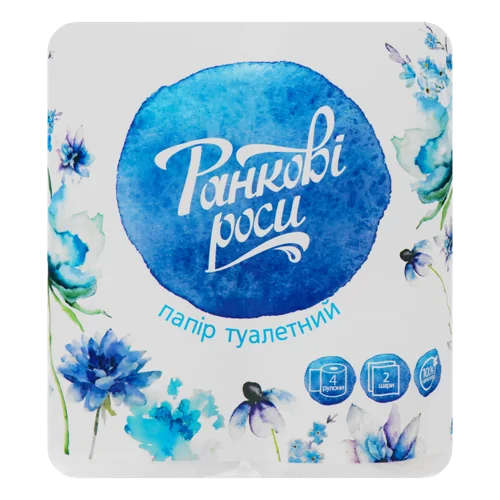 Туалетний Папір Двошаровий Ранкові Роси, 4 шт, Білий