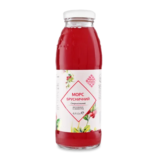 Морс Брусничний, Вищого Ґатунку, Скляна Банка, 300мл