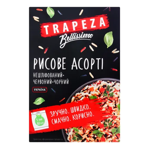 Асорті рисове нешліфований+червоний+чорний Trapeza к/у 5х80г