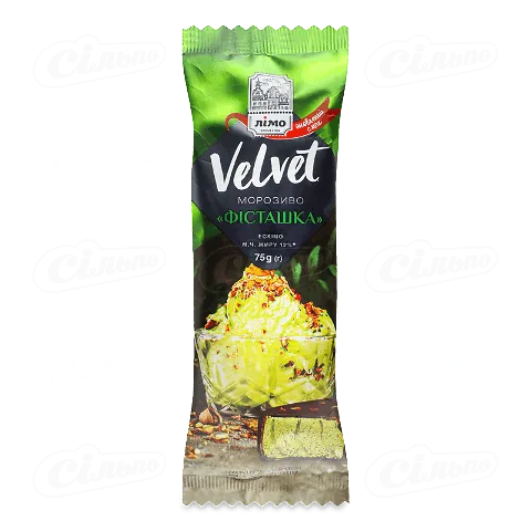 Морозиво Лімо Velvet фісташковий пломбір в шоколадній глазурі ескімо 75г