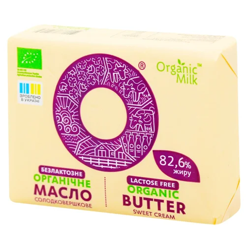 Масло Organic Milk солодковершкове органічне безлактозне 82,6% 180г