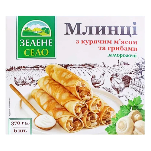 Млинці Зелене Село з курячим м'ясом та грибами 370г