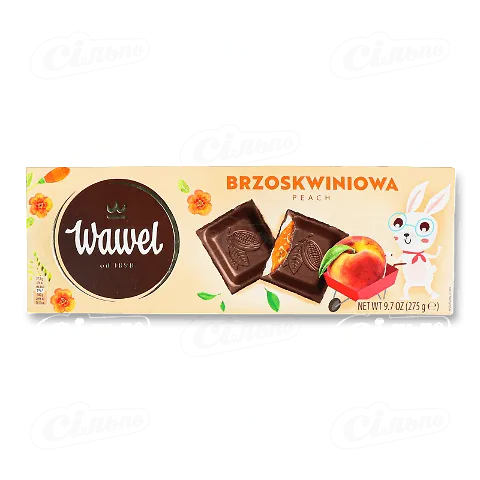 Шоколад чорний «Wawel» з начинкою персик та йогурт, 275г