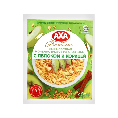 Каша вівсяна миттєвого приготування з яблуком та корицею Premium Аха м/у 40г