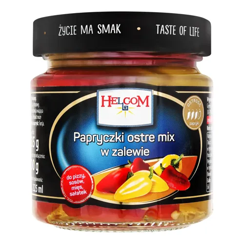 Перець гострий червоний і жовтий маринований Helcom с/б 185г