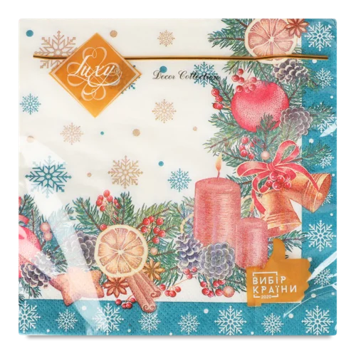 Серветки Паперові 3-Шарові 33х33см Decor Collection Luxy, 18шт, асорті