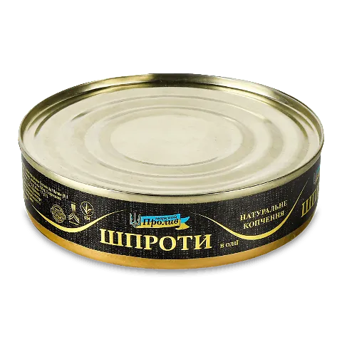 Шпроти вищого ґатунку в банці Морський Пролив 160г
