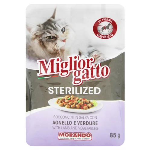 Корм вологий Miglior Gatto з ягням та овочами для стерилізованих котів 85г