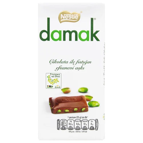 Шоколад молочний Damak з фісташками 70г