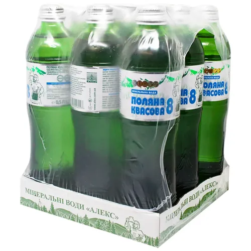 Вода Алекс Поляна Квасова-8 мінеральна лікувально-столова гідрокарбонатна натрієва борна 0,5л упаковка 9шт