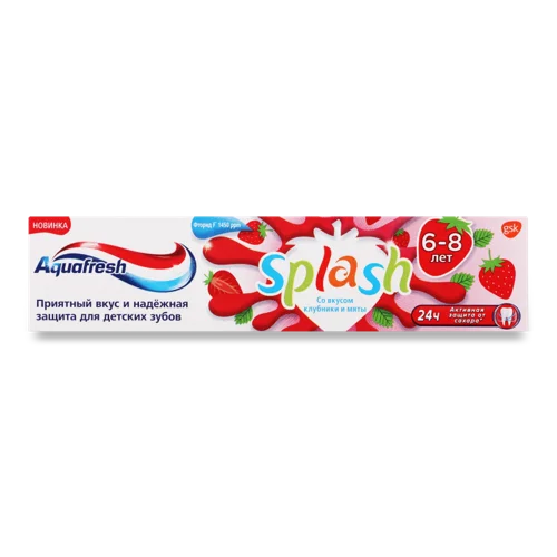 Зубна Паста Для Дітей 6-8 Років Зі Смаком Полуниці І М'яти Splash Aquafresh, 50мл