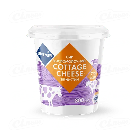 Сир кисломолочний зернистий «Премія»® Cottage cheese 7%, 300г