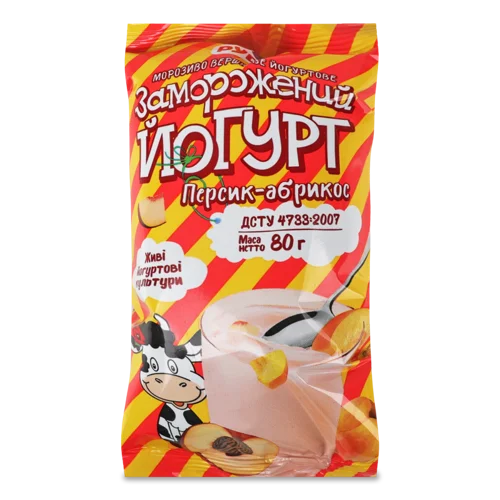 Морозиво Вершкове Персик-Абрикос Заморожений Йогурт Рудь, м/у 80г