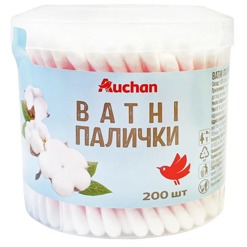 Ватні палички Auchan 200шт