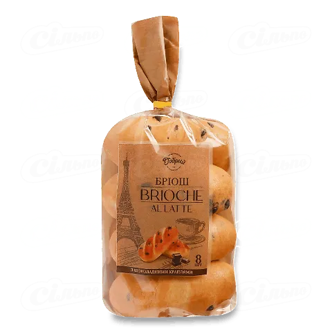 Булочка Добрий Бріош з шоколадними краплями 8шт, 280г