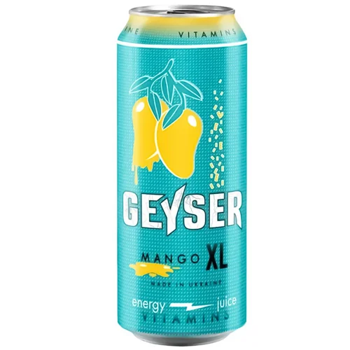 Напій енергетичний Geyser манго сильногазований 0,5л
