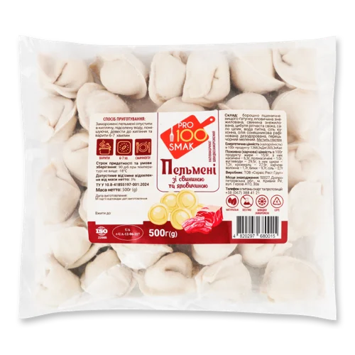 Пельмені зі Свининою Та Яловичиною Pro 100 Смак В/ґ 500г