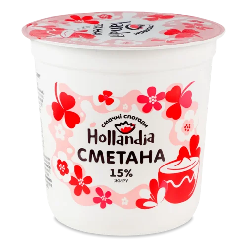 Сметана Hollandia 15% стакан
