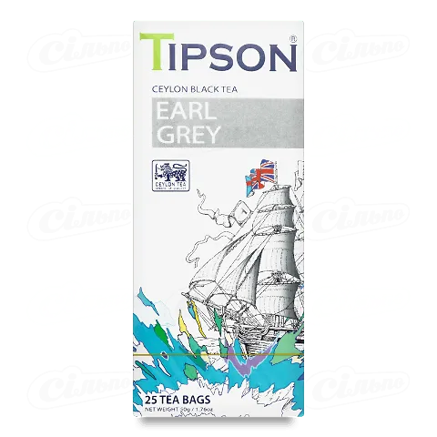 Чай чорний Tipson Earl Gray цейлонський байховий, 25*2г/уп