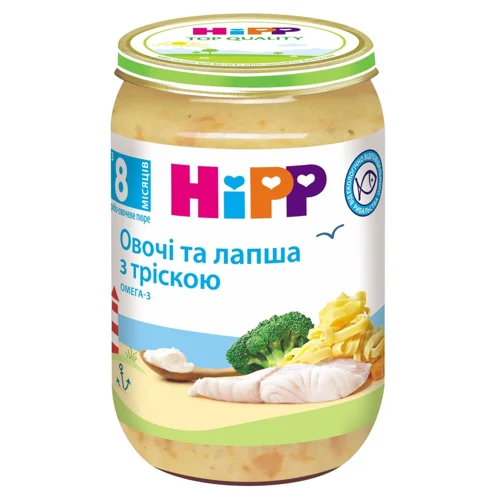 Пюре Hipp Овочі та локшина з тріскою 220г