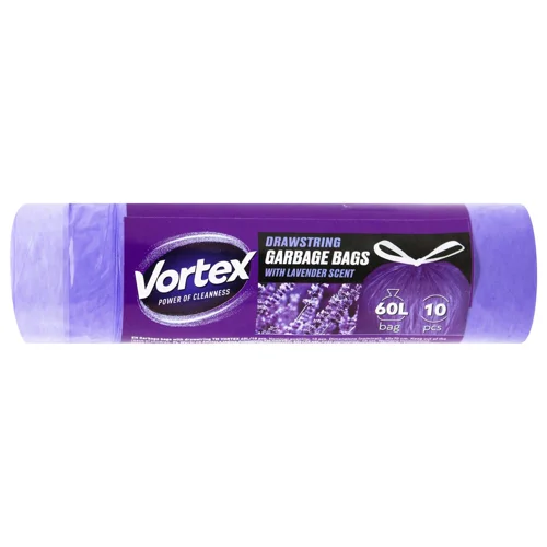 Пакети для сміття Vortex з ароматом лаванди із затяжками 60л 10шт