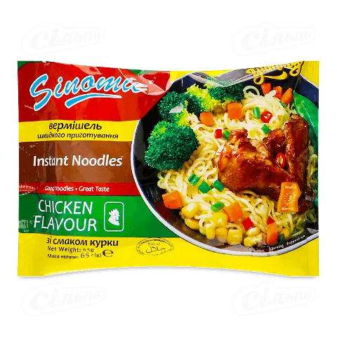 Вермішель швидкого приготування Sinomie зі смаком курки, 65г