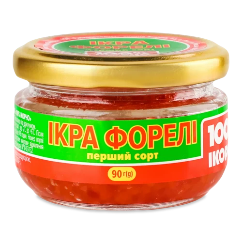 Ікра Форелі Зерниста Вищого Ґатунку, С/Б 90г