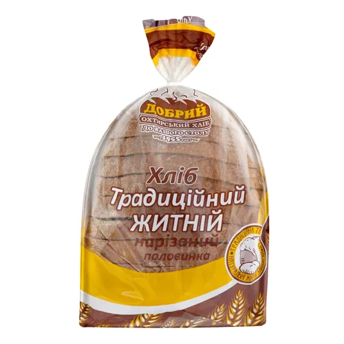 Хліб житній половинка в нарізці Традиційний Добрий м/у 0.3кг