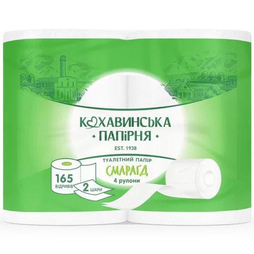 Туалетний папір Кохавинська папірня Смарагд 2-шаровий 4шт