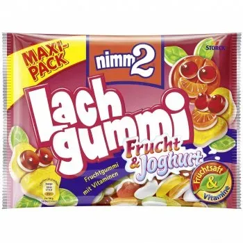 Фруктові жувальні цукерки з вітамінами Nimm2 Lachgummi Фрукт & Йогурт 376 грам