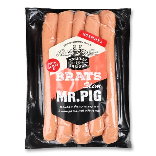 Сосиски Варені Slim Mr.Pig Brats Забіяка, кг