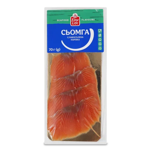 Лосось Нарізка В/с Fine Life, Вищого Ґатунку, Вакуумна Упаковка, 70г