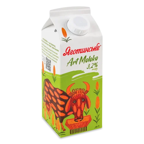 Молоко 3.2% Пастеризоване Art Moloko Яготинське, Т/п, 750г