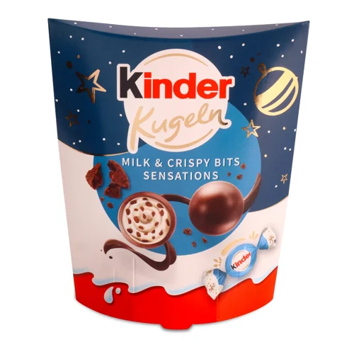 Цукерки Kinder з кремово-молочною начинкою та какао-крихтами