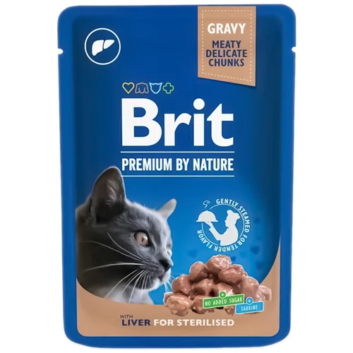 Корм вологий Brit Premium з печінкою для стерилізованих котів 100г