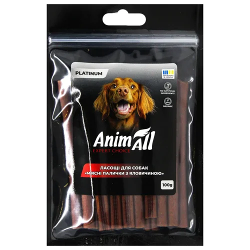 Ласощі для собак AnimAll М'ясні палички з яловичиною 100г