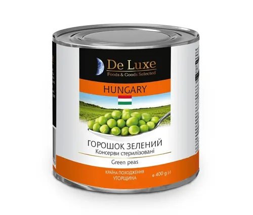 Горошок De Luxe Foods&Goods Selected зелений консервований 400г