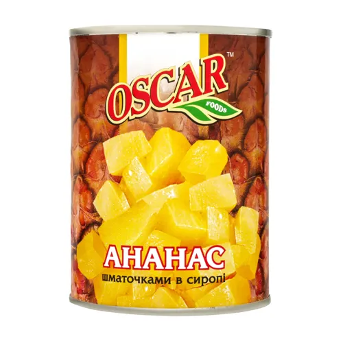 Ананас шматочками в сиропі Oscar з залізній банці 580мл