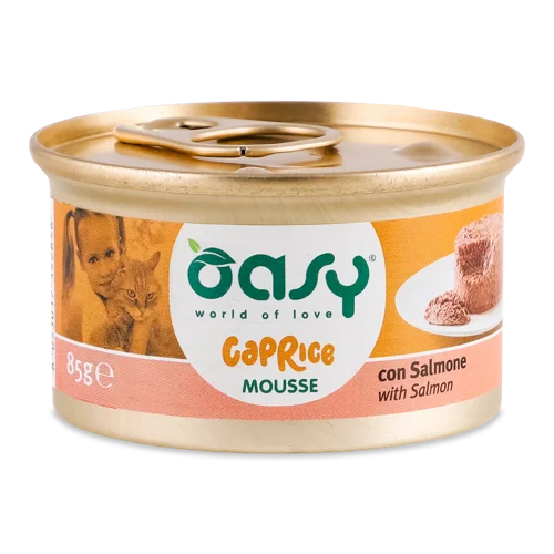 Корм Консервований Для Дорослих Котів З Лососем, Мус, Caprice Oasy, З/Б, 85г