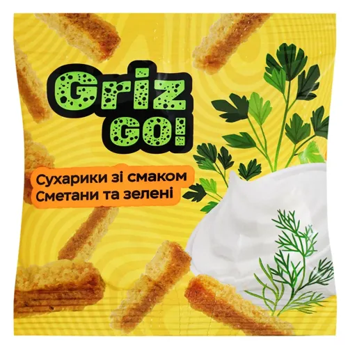 Сухарики GrizGo! пшенично-житні зі смаком сметани та зелені 35г