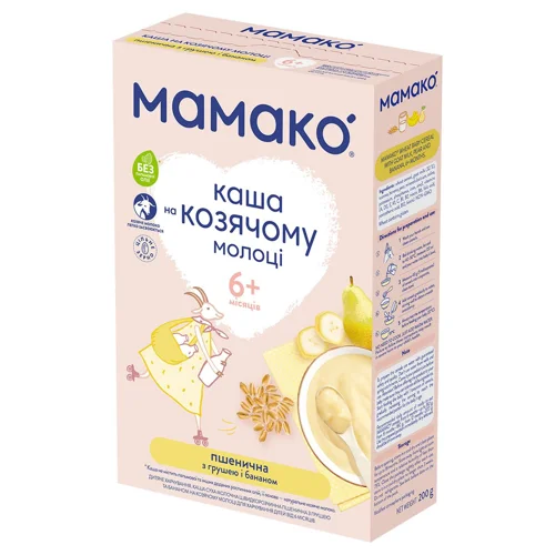 Каша пшенична Мамако Груша і банан на козячому молоці 200г