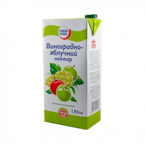 Нектар "Повна Чаша" виноградно-яблучний освітлений стерилізований, 1,93л