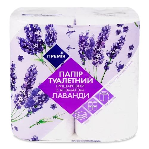 Папір туалетний «Премія» з ароматом лаванди 3-шаровий, 4шт