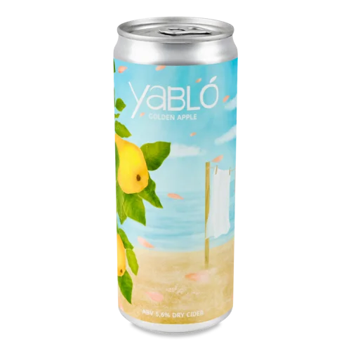Сидр Яблучний Сухий Газований Вищого Ґатунку, 0.33л, 5.6% Golden Apple, з/б