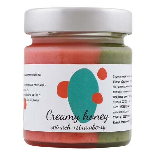 Крем-мед з полуницею і шпинатом Мед-шмед 230г