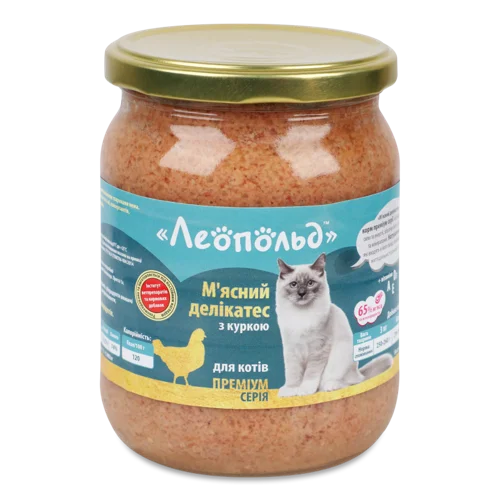 Корм Консервований Для Котів М'ясний Делікатес З Куркою В/ґ, 500г