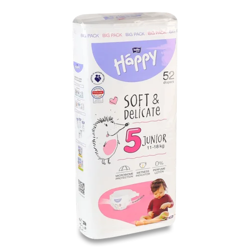Підгузки Дитячі 11-18кг 5 Junior Soft&Delicate Bella Baby Happy 52шт, в/с