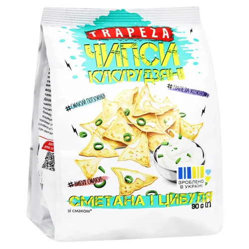 Чипси кукурудзяні смак сметана-цибуля Трапеза 90г