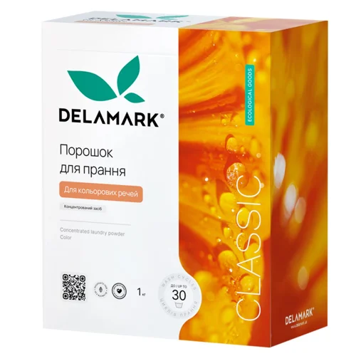 Пральний порошок DeLaMark Royal Powder для кольорової білизни концентрований безфосфатний 1кг