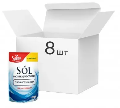 Упаковка солі морської Sante з магнієм 350г х 8 шт